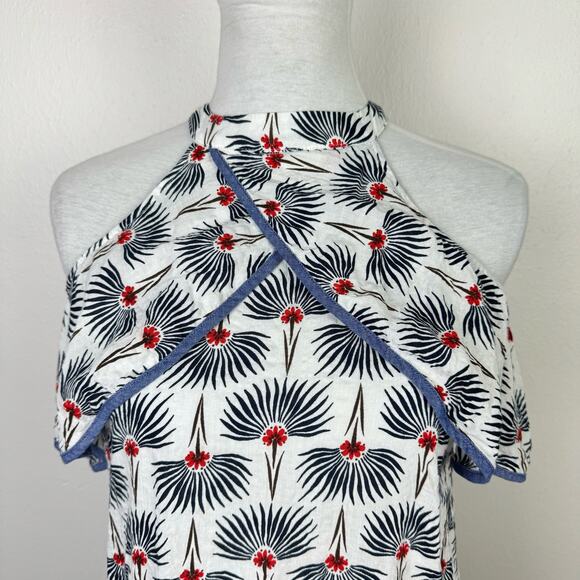 THML Floral Print Crossover Neckline Cold Shoulder Lightweight Summer Top - Picture 5 of 13